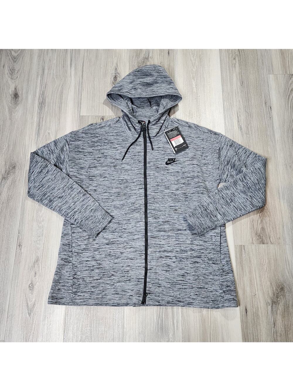 Nike Jacket Women's Large Carbon Black Heather Sportswear Tech Knit New